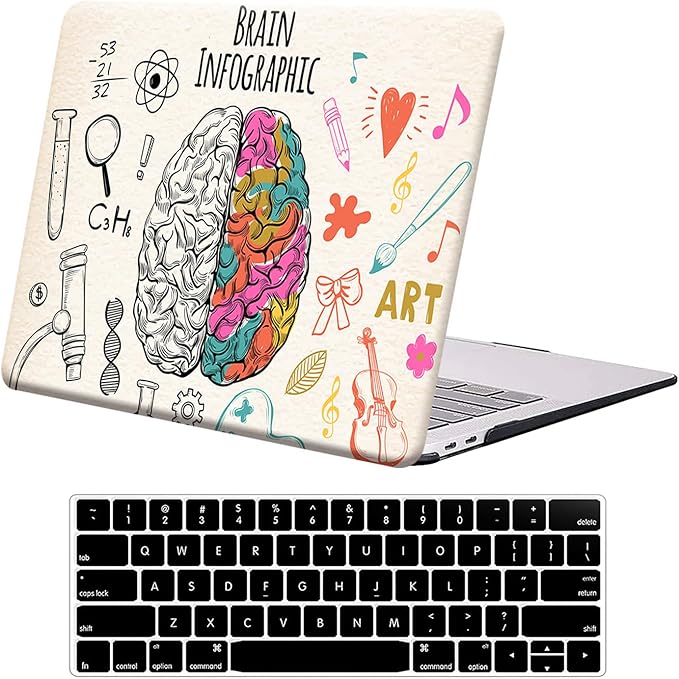DTangLsm Compatible with MacBook Pro 13 inch Case M2 2023 2022, 2021-2016 M1 A2338 A2251 A2289 A2159 A1989 A1708 A1706, Slim Plastic Hard Shell Snap On Case&Keyboard Skin for Mac Pro 13 Case,Big Brain