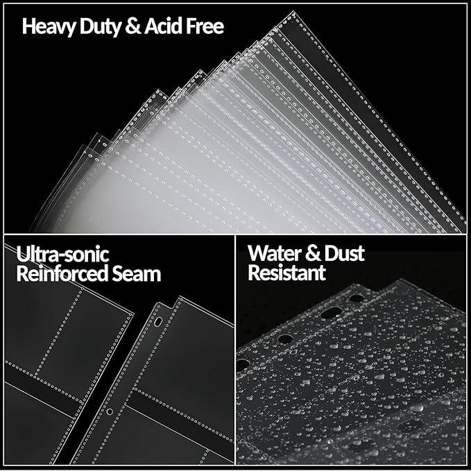 35-Pack 4x6 Clear Photo Sleeves for 3 Ring Binder - 210 Photo Acid Free Plastic Archival Protector Refill Pages for 8.5x11