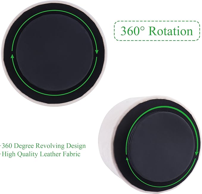 Hennaja Round Leather Art Supply Organizer,Remote Control Holder,360 Degree Spinning,Multi-Functional Pencil Holder,4 Compartments Desktop Stationary Organizer(1-Hill White)