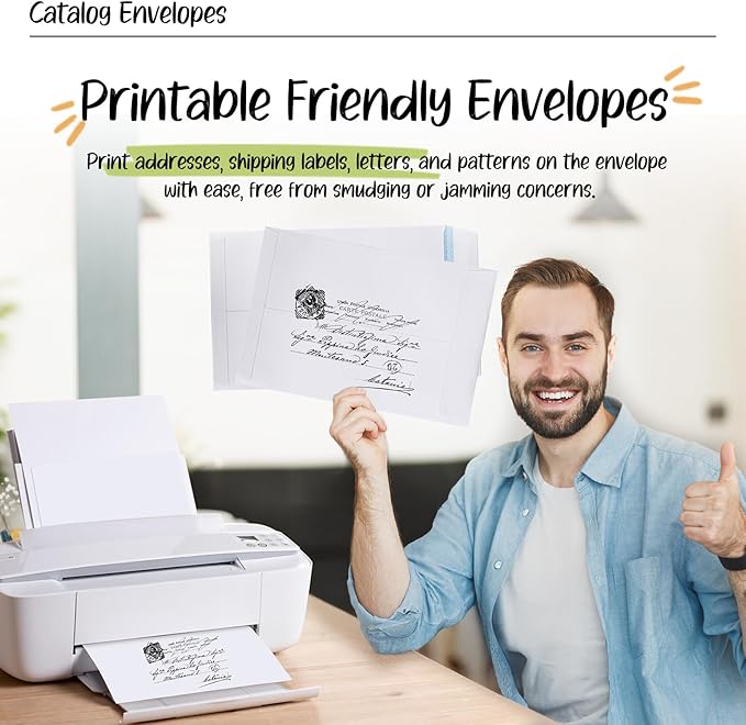 ACSTEP 9x12 Catalog Envelopes Self Seal 100 Packs, White Security Letter Envelopes with Peel and Seal Closure,Printable Envelopes for Mailing, Organizing and Storage