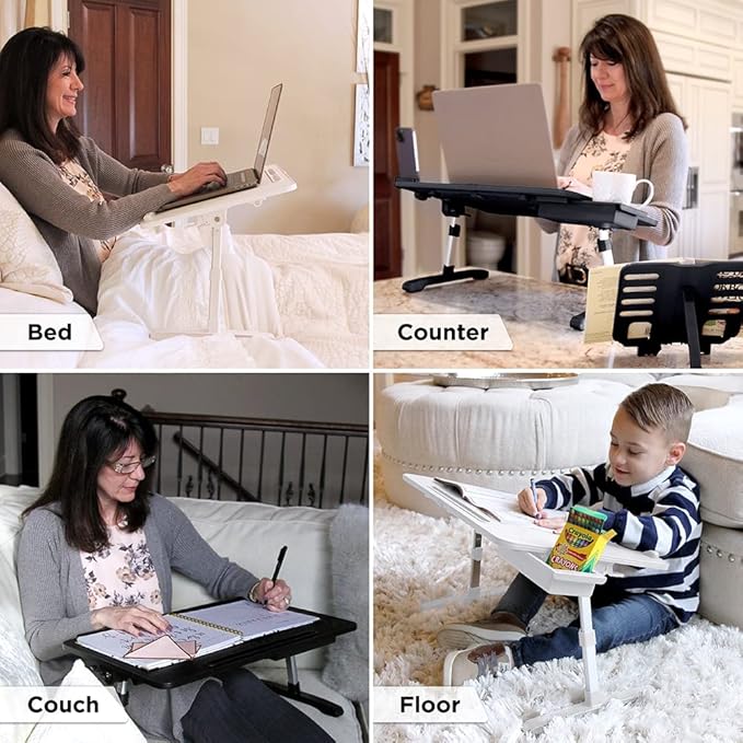 Limitless TotalDesk Portable Modern Workstation and Lap Desk with Adjustable Height & Tilt (Black)