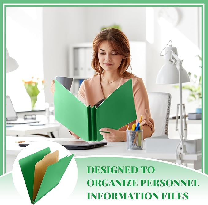 Skyygemm 72 Pcs Classification Folders Letter Size, 1 Divider Pressboard File Folder with Fasteners, Expanding File Organizer Bulk for Teachers, Clergy, Office, Church, Christmas Donations (Green)