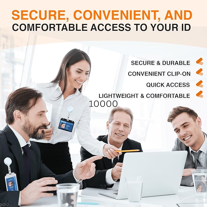 25 Pack Retractable Badge Reels with Clip, Retractable Id Badge Clip with Clear Vinyl Strap & Alligator Swivel, No Twist Dispenser (White)