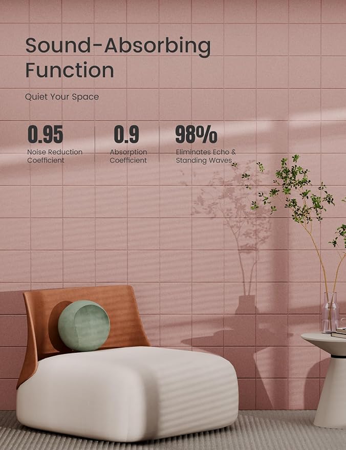 Bumusty Large Cork Board Alternative-36 x24 Felt Bulletin Board Tiles, with 30 Pushpins, 40 Adhesive Tabs, 6-Pack Slat Wall Paneling, Cork Boards for Office Push Pin Board Felt Board-Pink