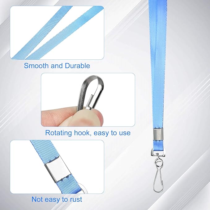 Light Blue Lanyards Bulk 50 packs Lanyards for ID Badges,Lanyards with Swivel Hook Clips for Name Tag Lanyard ID Holder