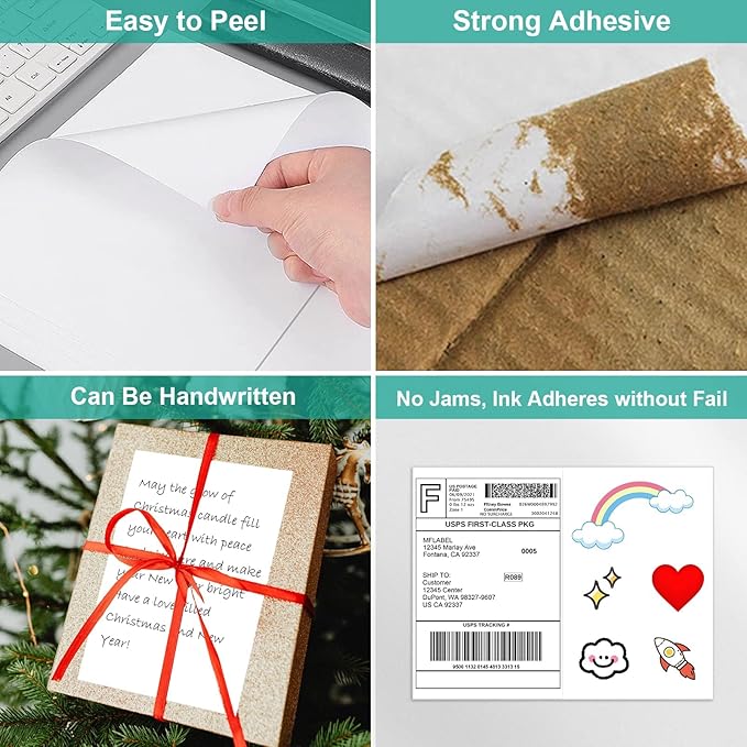 MFLABEL® Round Corner Half Sheet Shipping Labels 2-UP Click-n-Ship Mailing Postage Labels(200Labels)