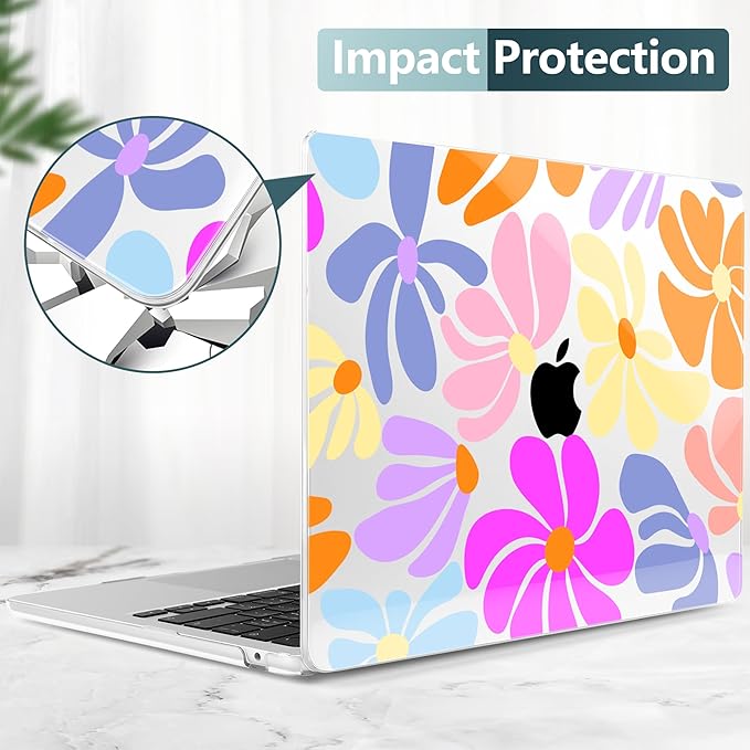 DONGKE Compatible with M4 MacBook Air 15 inch Case 2025-2023 A3241 A3114 A2941 M3 M2 Retina Display Touch ID, Plastic Hard Case & Keyboard Skin for MacBook Air 15" - Clear Retro Florals