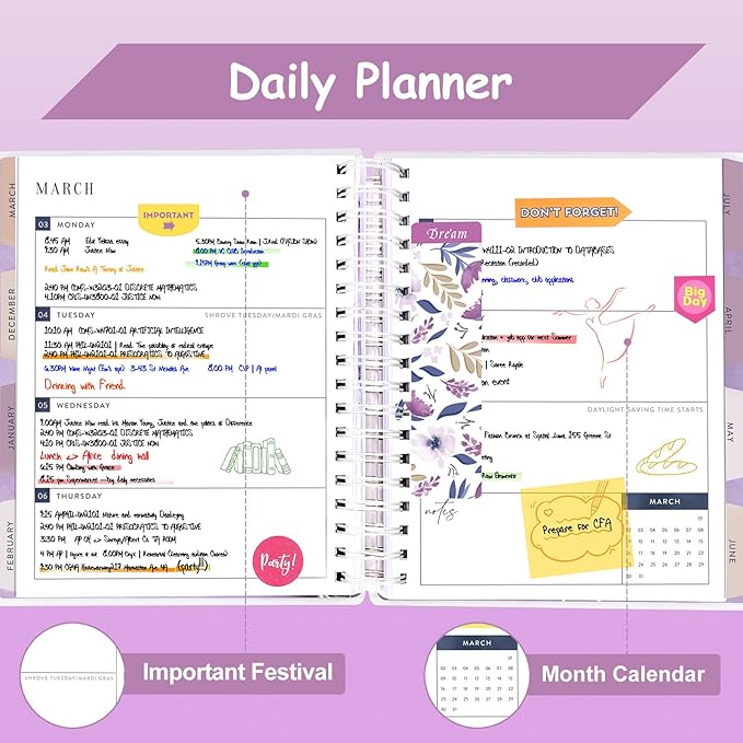 Planner 2025-2026, 18 Months Large Academic Daily Weekly Monthly Planner Organizer, July. 2025 - Dec. 2026, 8.5x9.8" Agenda with Page Tabs, Separator Page, Pocket Folder, Bookmark, Stickers & Sticky Note Set
