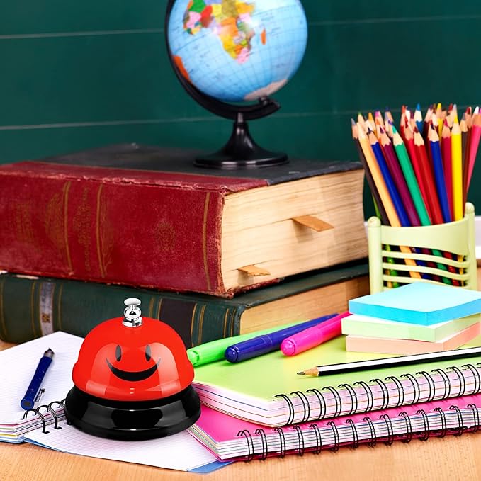 Hotop 3 Pcs Desk Bell for Service Funny Front Desk Smile Face Metal Ringer Call Bell for Kitchen Hotel Restaurant Classroom(Smile Face,Red, Yellow, Blue)