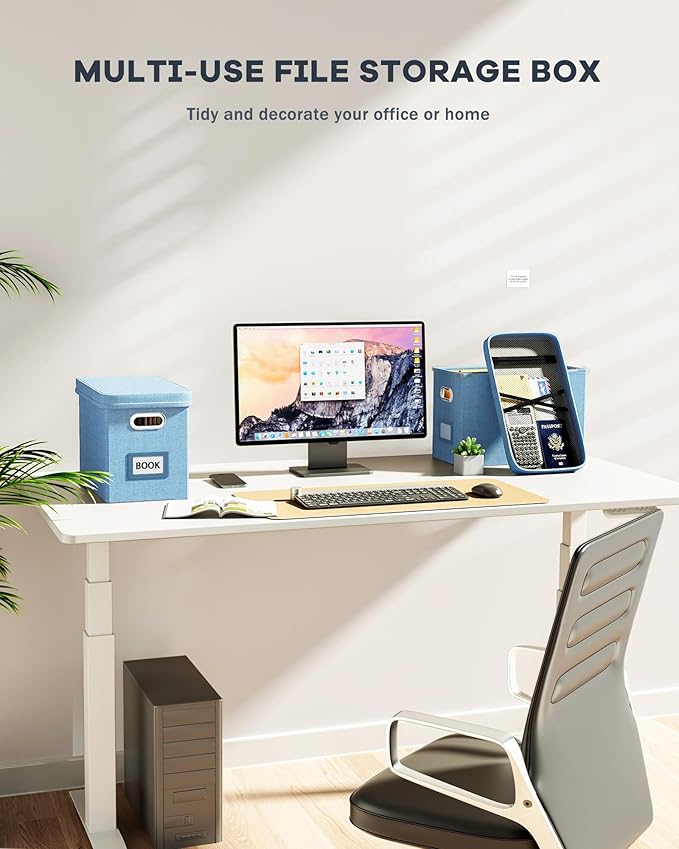 Oterri Portable Document Organizer with Lid, Hanging Storage Box with Mesh Pocket for Letter Files, Smooth Sliding Rail - Sky-blue (1 PCS)