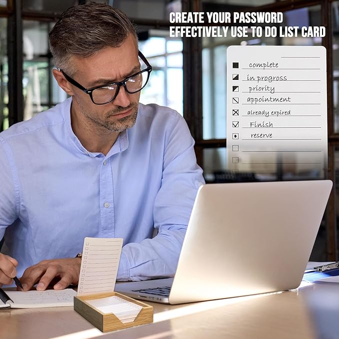 2 Pack Daily To Do List Planner, Daily ToDo Checklist Cards and Bamboo Stand, 100 To Do Cards, Productivity System Planners Notebook for Work Office Accessories