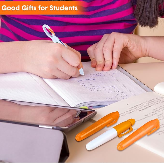 Sherr 25 Sets Retractable Nurse Pens with Mini Highlighter Permanent Marker Keychain Clip Badge Reel Pen Accessories for Nursing Students Medical Staff Office Stocking Stuffer Gift(Orange)