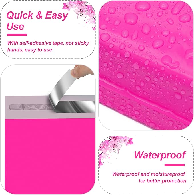 JinRuiKJ Thank You Poly Mailer 12x15.5 Inch 50 PCS, Shipping Bags for Clothing, Packaging Bags for Small Business, Strong Adhensive, Waterproof and Tear-Resistant Mailing Envelopes, Rose Red