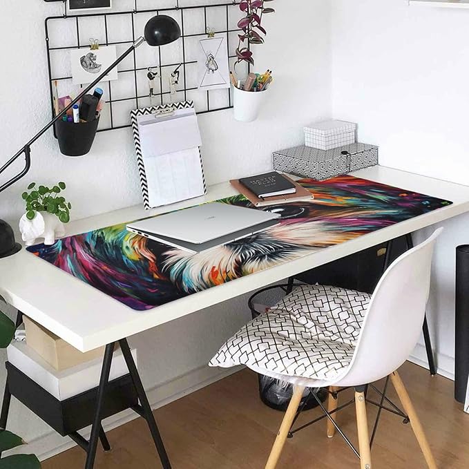 Non-Slip Rainbow Shih Tzu XXL Mouse Pad Mouse Pad for Gaming, Office and Home - Rubber Base Keyboard Mat and Mouse Pad Protector, 31.5 x 12 Inch