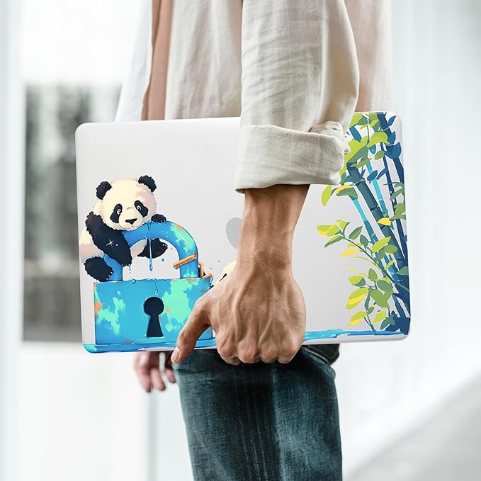Cute Panda Print Case for MacBook Air 13 inch 2022-2025 M4 A3240 M3 A3113 M2 A2681,for Mac Air13 M4 Sturdy Pattern Plastic Clear Hard Shell&Keyboard Cover for MacBook Air13.6 Case,Cute Panda