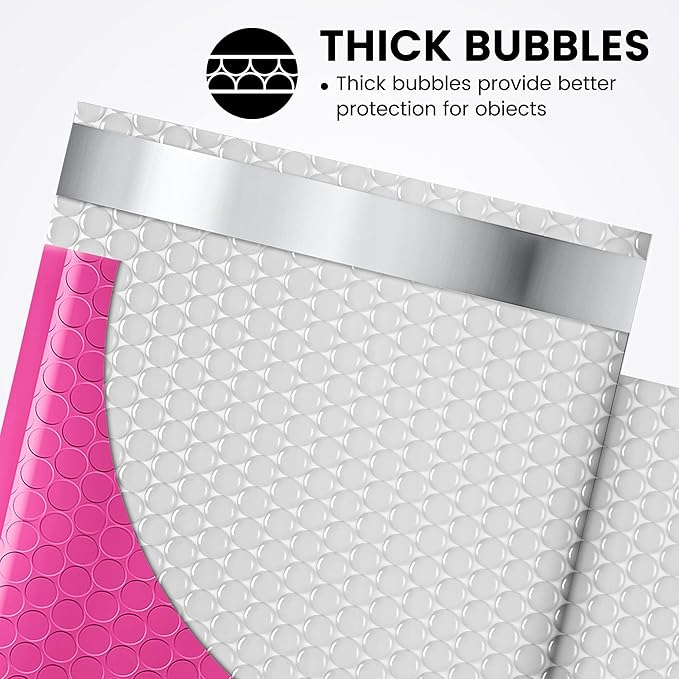 Fuxury 500 Pack Pink Bubble Mailers 6x10 Inch, Small Bubble Shipping Envelopes#0 Thick Bubble Padded Mailer Strong Adhesion Padded Envelopes for Mailing Jewelry,Makeup