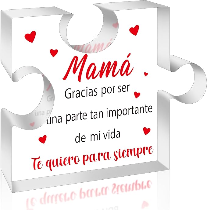 Yopyame Spanish Mom Birthday Gifts - Regalos para Mamá Decorative Acrylic Puzzle Plaque Keepsake Paperweights Gifts for Mom in Spanish Christmas Mothers Day Ideas Gifts for Mom from Daughter Son