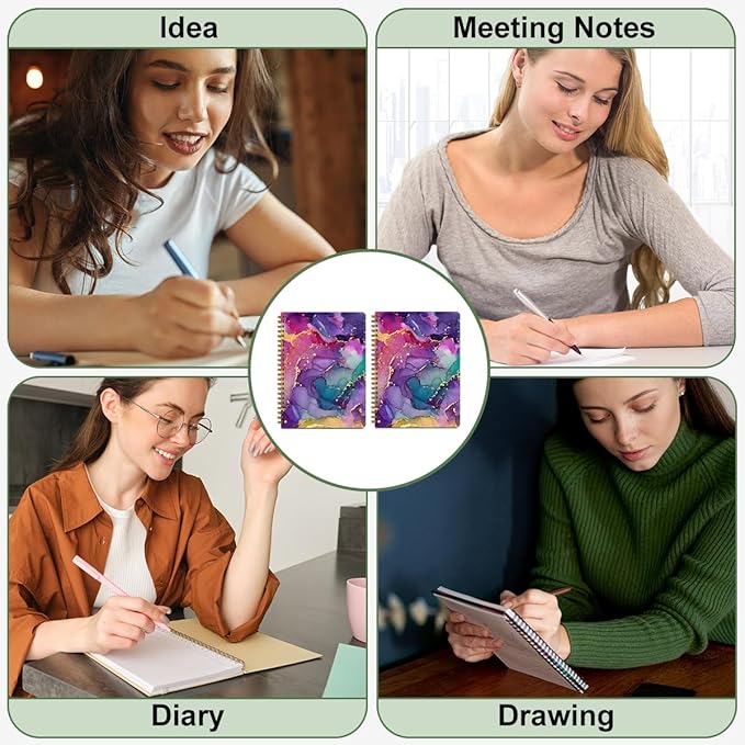 CFGBFDGH 2Pcs Abstract Art Covering Spiral Notebooks for Work, A5 Hardcover Notebook Journal for Women, 8.3x5.8inch 160 Pages College Ruled Notebook Travel Journal for Writing Office Note Taking