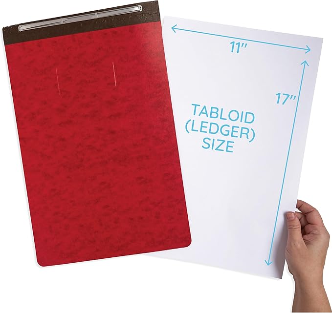 Blue Summit 10 Pressboard Report Covers with Fasteners, 11x17 Folder for Blueprints, 11x17 Portfolio Binder, 3” Capacity, Red, 10 Pack