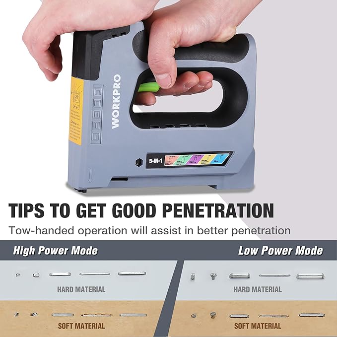 WORKPRO 5 in 1 Cordless Staple Gun, 3.6V Rechargeable Electric Stapler with 2000 Staples and Nails, Upholstery Staple Gun for Wood, Furniture, Office, and DIY Projects