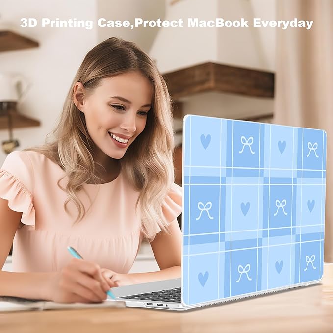 Teryeefi for MacBook Pro 13 inch Case A2338 M2 M1 Chip A2251 A2289 A2159 A1989 A1706 (2025 2024 2023 2022-2016) Release, PC Hard Shell with Keyboard Cover Trackpad Film Type C Adapter, Blue Bow 139