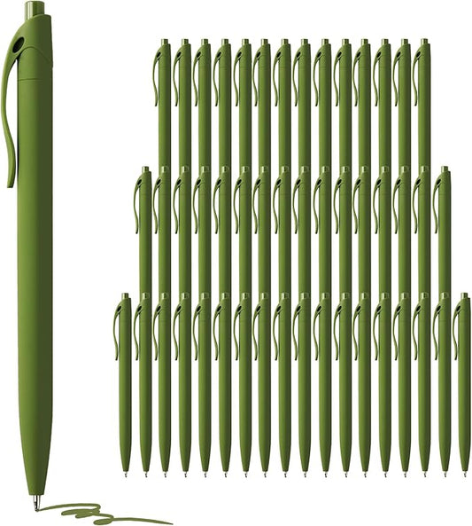 deegtran Pens Bulk, 50 Pack No Bleed Sage Green Click Pen, Wholesale Retractable Ballpoint Pens, Pens Medium Point, Smooth Ink Pen, 1.0MM Sage Green