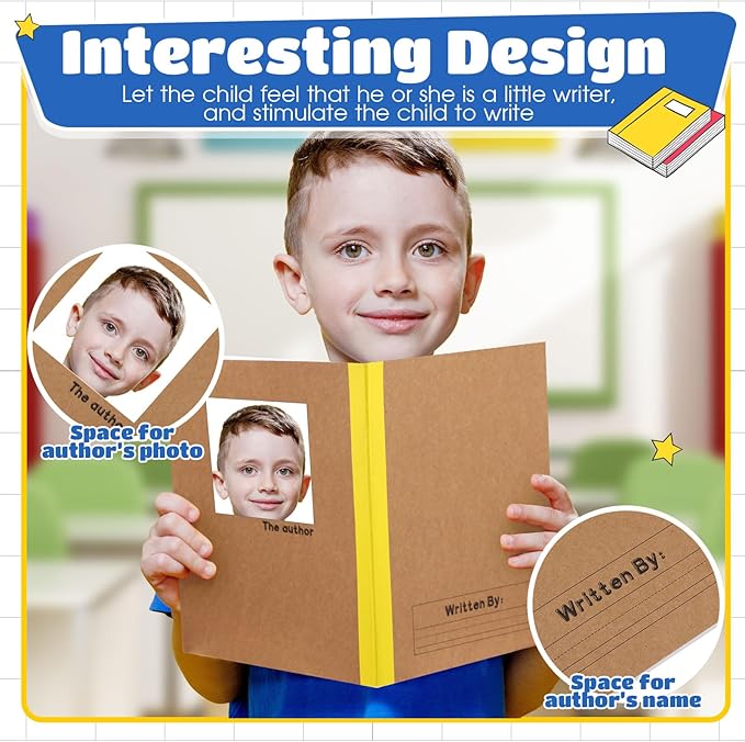 Henoyso 40 Pcs Primary Composition Notebook 9 3/4 x 7 1/2 Inch Kids Journal, Back to School Supplies, K-2 Primary Writing Notebook for Kids Student Draw and Write Story Journal (Stylish Color)