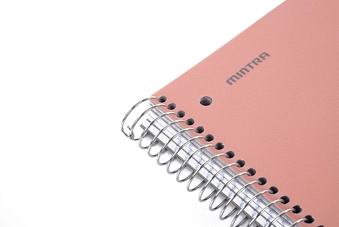 Mintra Office Durable Spiral Notebooks, 5 Subject (Salmon, Wide Ruled 1pk)