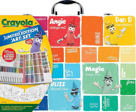 Crayola Limited Edition Coloring Set (115pcs), Kids Drawing Supplies Kit with Crayons, Markers & Colored Pencils, Birthday, Holiday for Kids, 5+