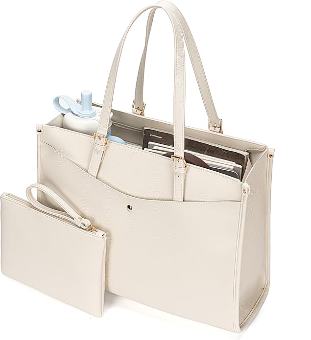 Laptop Tote Bag Women, Work Tote with Multi Pockets, Nurse Bag with Large Cup Holder, For Work, Travel, Daily Use