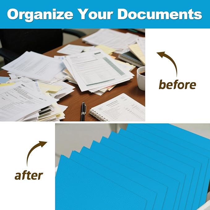 60 Pack Paper Pocket Folders, 2 Pocket Folders, Letter Size, Light Blue