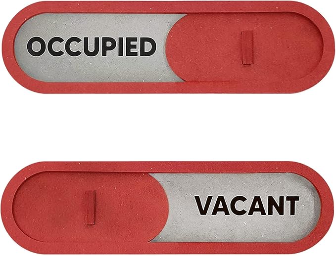 GEEKBEAR Vacant Occupied Slider Door Sign for Home Office - Premium MDF, 7.5 x 2.2 in (Red)
