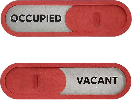GEEKBEAR Vacant Occupied Slider Door Sign for Home Office - Premium MDF, 7.5 x 2.2 in (Red)