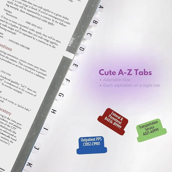 Index Tabs for HCPCS Level II Expert 2025 Codebook - Easy Navigation for Medical Coding Books (for AAPC Version)