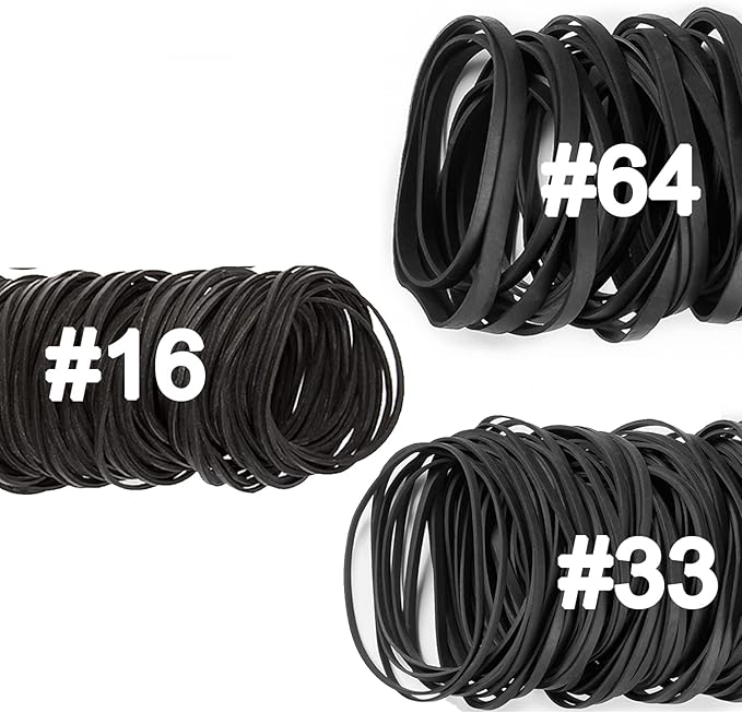 AMUU Rubber Bands Assorted Sizes - Tactical Rubber Bands 3 Sizes #64 & #33 for Home, Money, File Folders - Strong Elastic - 0.5 lb/227g