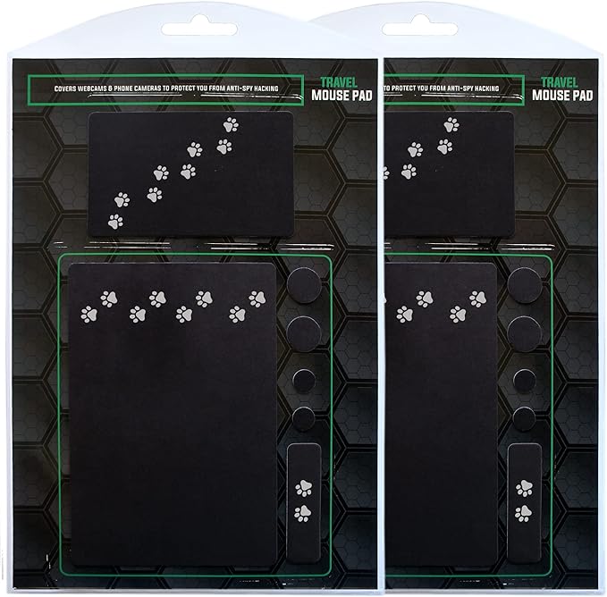 Mouse Pad Adhesive Bottom - Sticks to Any Surface - Portable - Webcam Covers Included (2 Pack - Dog PAW)