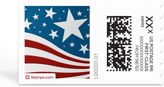 Star Spangled NetStamps 1200-Pack (50 Sheets) Printable Postage Labels (Stamps.com Subscription Required) - Print Approved Postage - Inkjet & Laser Printers - Business, Personal, Home