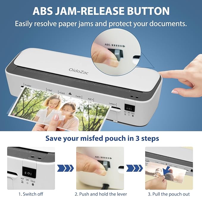 Laminator Machine, 11 in 1 Laminating Never Jam Technology with 36 Laminating Sheets, 9 Inch Thermal Laminator A4 Laminating Machine Hot & Cold with Paper Trimmer for Home Office School