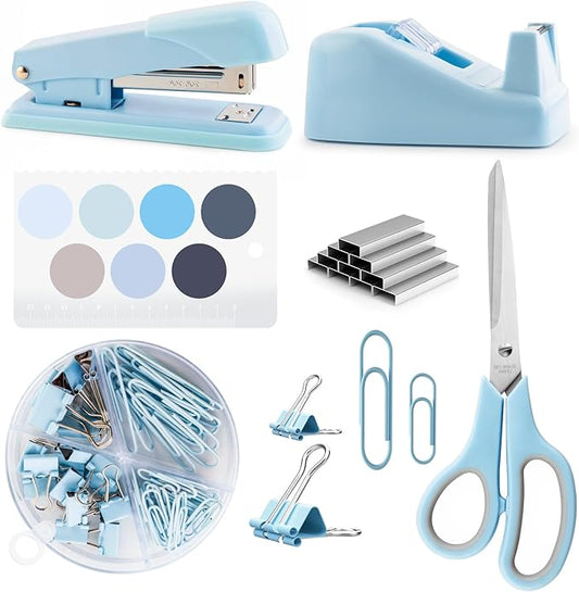 Blue Office Supplies, Desk Accessories, Stapler and Tape Dispenser Set for Women, Blue Office Accessories Gift for Women, Boss Lady, Office Lady, Coworkers, Office Clerks