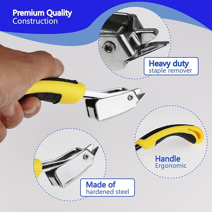 Upholstery Staple Remover Heavy Duty Staple Puller for Removing Carton Construction Upholstery Staples Removal Tool with Non-Slip Handle for Furniture, Carpet, Carton, Floor 3 Pcs