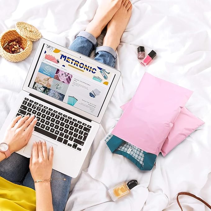 Fuxury Pink Poly Mailers 10x13 Inch 500pc,Sturdy Shipping Bags for Clothes,Self Adhesive Mailing Shipping Envelopes,Waterproof Colorful Packaging Bags for Dress Books Accessories