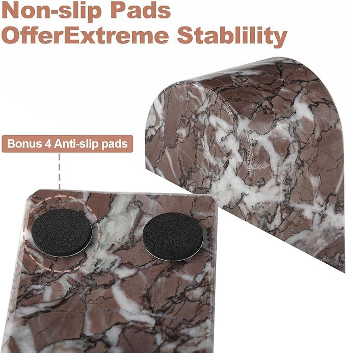 Koville Turkish Natural Marble Bookends for Shelves, Decorative Book Ends, 7lbs Heavy-Duty Marble Book Holders, Bookshelf Apartment Decor for Normal Books/CD/Video Games(Leopard)