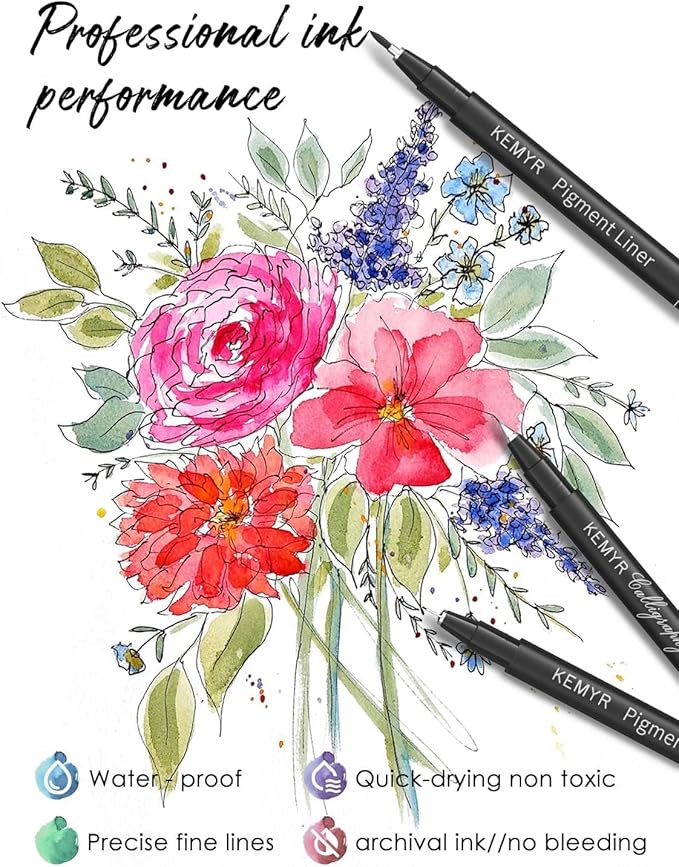 4 Micro Fine liner Drawing Art Pens Calligraphy Pens: 0.1mm Size Black Art supplies Waterproof Archival Black Ink Markers For Artists,Use for Professional Watercolor,Sketching