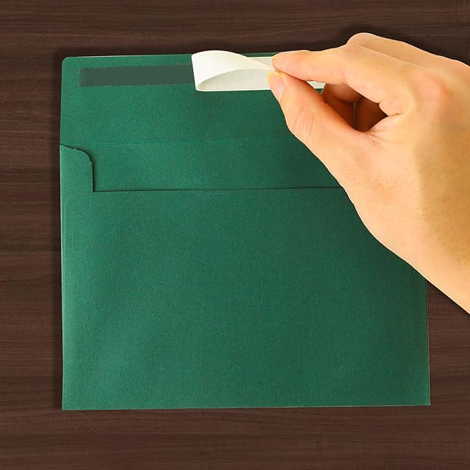 Green Envelopes, 50 Pack, 5 x 7 Inch, A7, Dark Green, 120gsm Paper for Invitations, Wedding, Birthday, Personalize Gift, Postcard