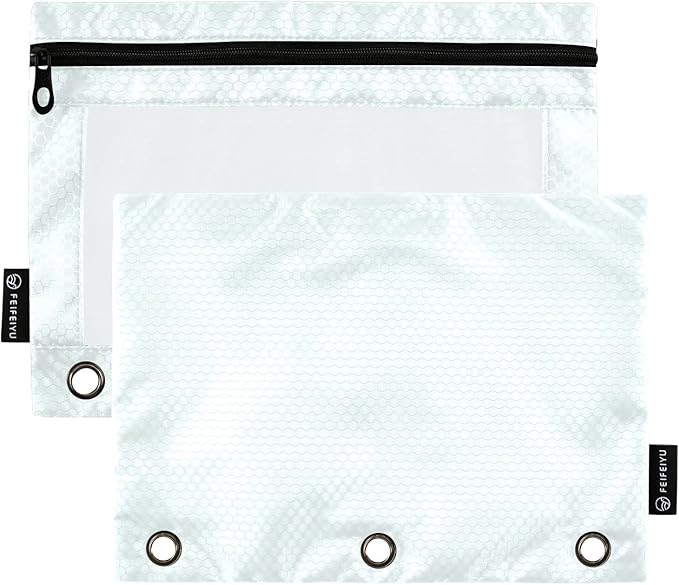 Gredecor Binder Pencil Pouch 3 Ring Azure Zipper Pencil Pouches Case 2 Pack Clear Binder Organizer for School Office