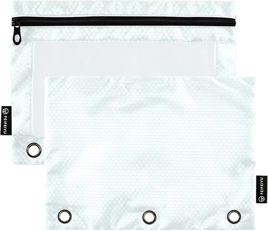 Gredecor Binder Pencil Pouch 3 Ring Azure Zipper Pencil Pouches Case 2 Pack Clear Binder Organizer for School Office