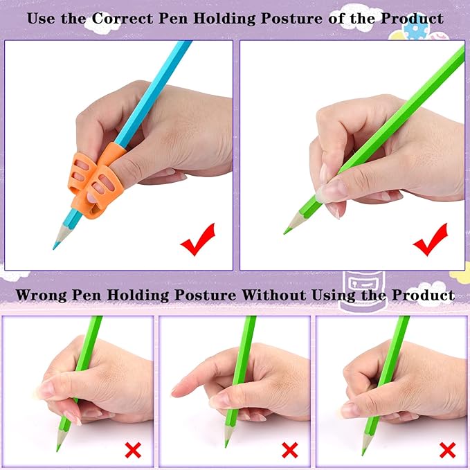 SANNIX 16 PCS Pencil Grips for Kids & Adults - Handwriting Aid Tool with Grip Posture Correction