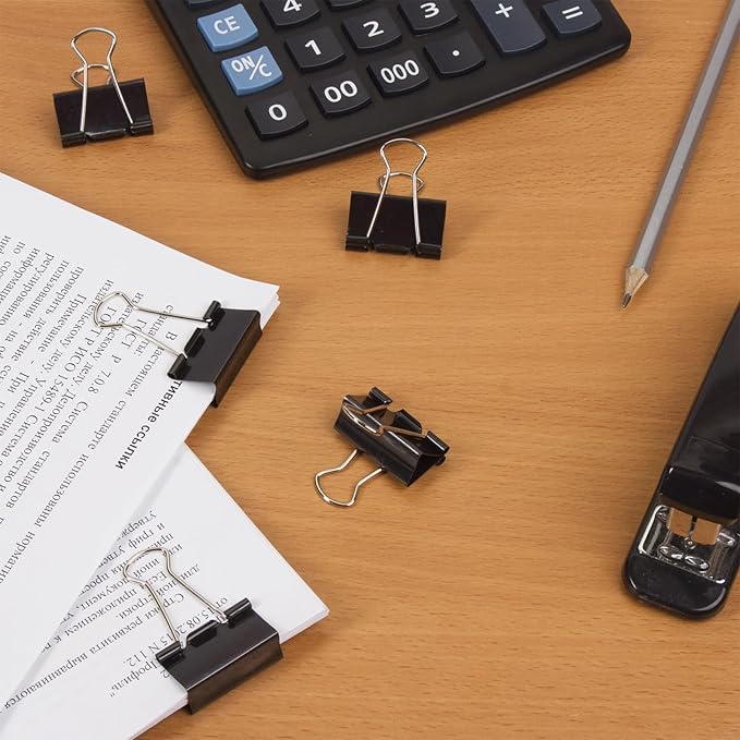 170 Pcs Binder Clips Assorted Sizes, Black Large, Medium, Small Binder Paper Clips for Office Supplies, Home, School,Business Document Organizing（Black）