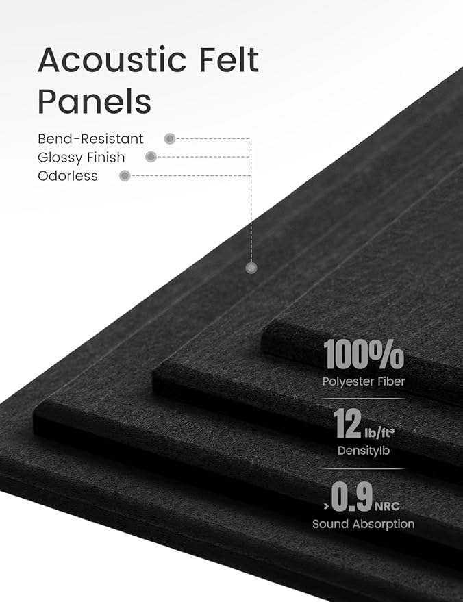 Large Felt Bulletin Board 36" x 24" Cork Board Alternative-6 Pack with 40 Safe Removable Adhesive Tabs, Cork Boards for Walls Cork Board for Home Office Classroom Pin Board - Black