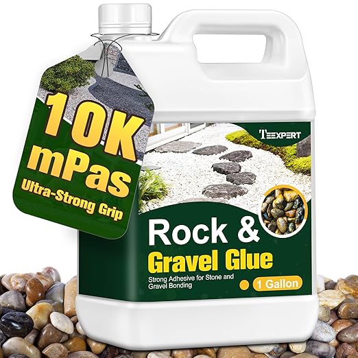 Teexpert 1 Gallon Rock Glue for Landscaping – Strong Pea Gravel Binder & Stone Adhesive for Walkways, Yards, Patios, and Driveways